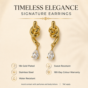 Earrings Gold-Tone Heart Frame Stone Dangle Earrings - House of Viya