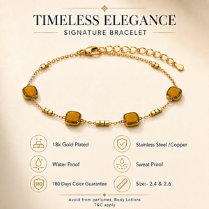Gold Plated Square Cube Bead Station Delicate Chain Bracelet with Lobster Clasp
