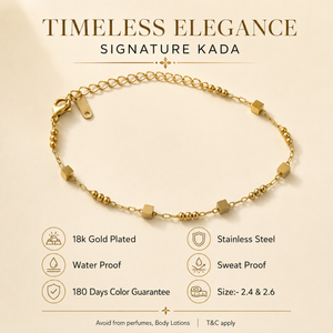 Gold Plated Small Cube Bead Station Dual Strand Delicate Chain Bracelet with Lobster Clasp