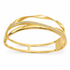 Kadas Gold-Tone Twisted Rope Crystal-Studded Crossover Design Kada Bangle for Women