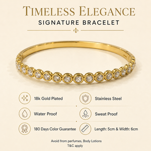 Kadas Gold-Tone Round Crystal-Studded Slim Kada for Women