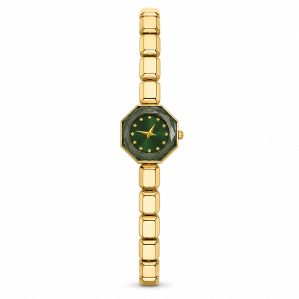 Watches Gold-Tone Rectangular Green Dial Elegant Bracelet Watch for Women - House of Viya