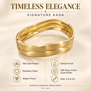 Kadas Gold-Tone Striped Broad Kada