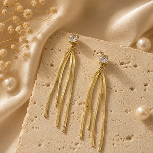 Earrings Gold-Tone Prong Set Crystal Cluster Earrings - House of Viya