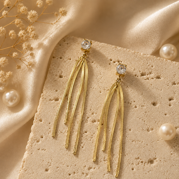 Earrings Gold-Tone Prong Set Crystal Cluster Earrings - House of Viya