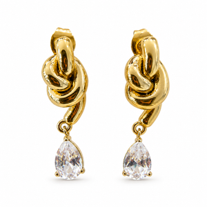 Earrings Gold-Tone Bar Linear Stone Drop Earrings - House of Viya