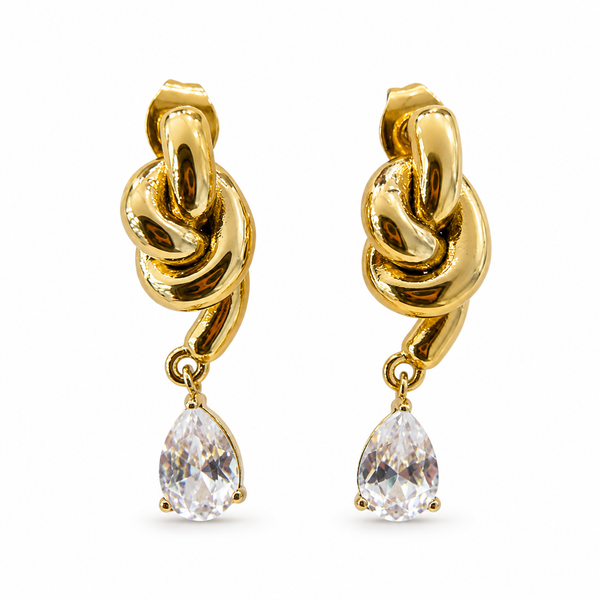 Earrings Gold-Tone Bar Linear Stone Drop Earrings - House of Viya