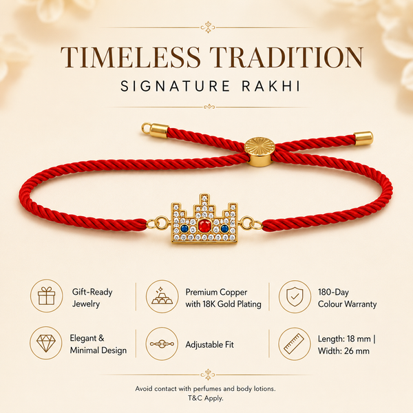 Rakhi Stone-Studded Pixel Crown Motif Charm Rakhi