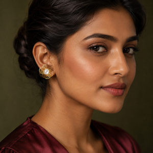 Earrings Gold-Tone Trillion Crystal Cluster Earrings - House of Viya