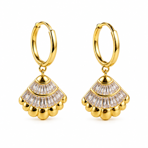 Earrings Gold-Tone Zigzag Pattern Geometric Earrings - House of Viya