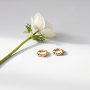 Gold Plated Heart CZ Huggie Hoop Earrings
