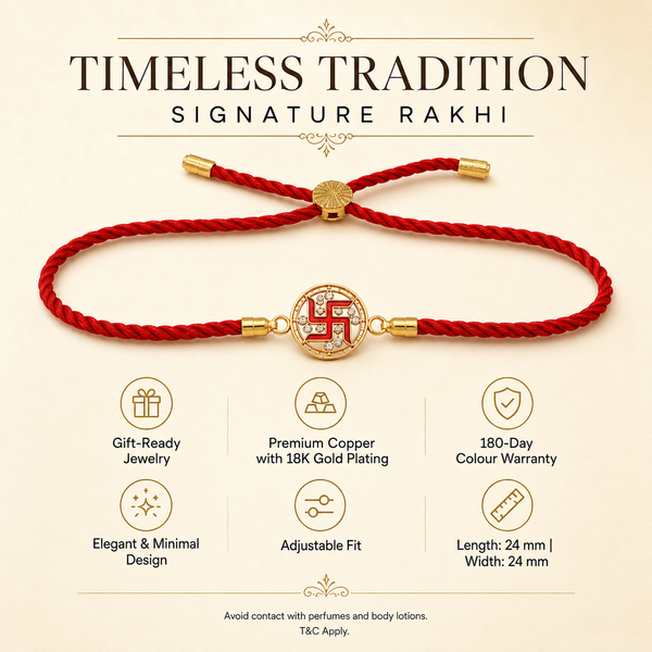 Rakhi Stone-Studded Swasthik Colour Motif Religious Rakhi