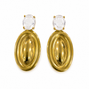 Earrings Gold-Tone Peridot White Stone Oval Drop Earrings