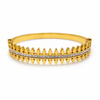 Gold Oval Bezel Diamond Station Oval Kada for Women | Ellipse Stone Stainless Steel Ladies Bangle | Sleek Festive Jewellery