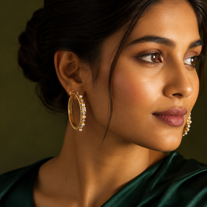 Earrings Gold-Tone Chevron Point Drop Stone Earrings - House of Viya