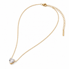 Chain Gold-Tone Layered Link White Stone Accent Pendant Style