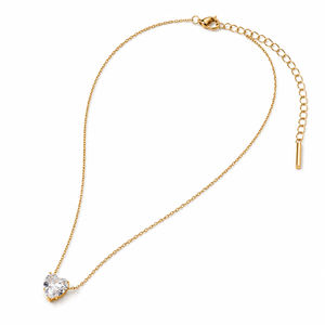 Chain Gold-Tone Layered Link White Stone Accent Pendant Style