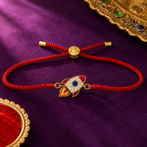 Rakhi Stone-Studded Rocket Motif Kids Character Rakhi