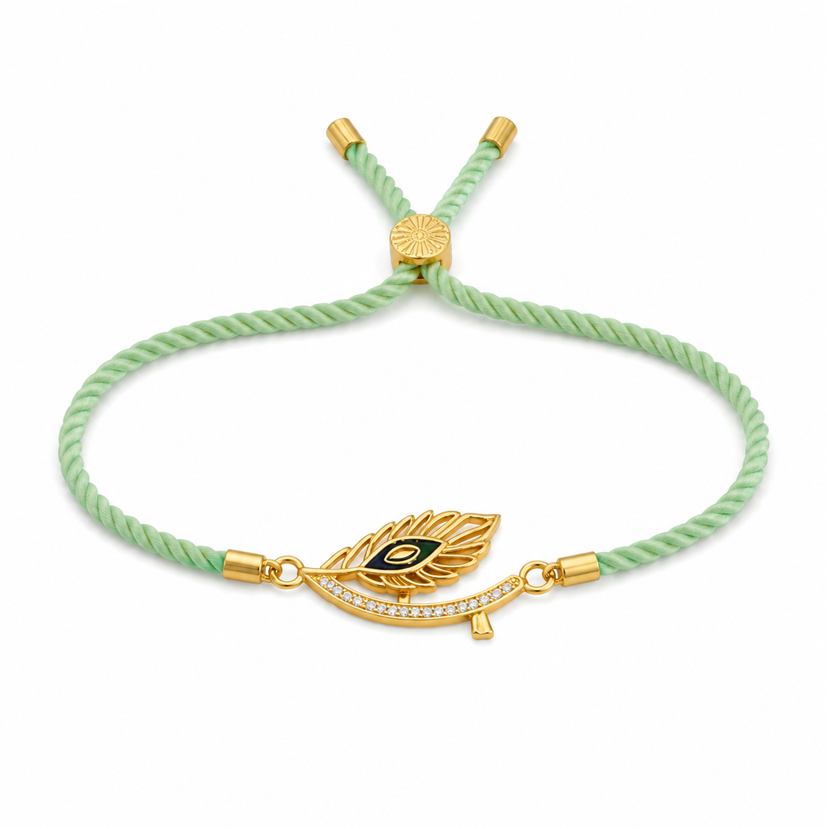 Rakhi Stone-Studded Feather Motif Charm Design Rakhi