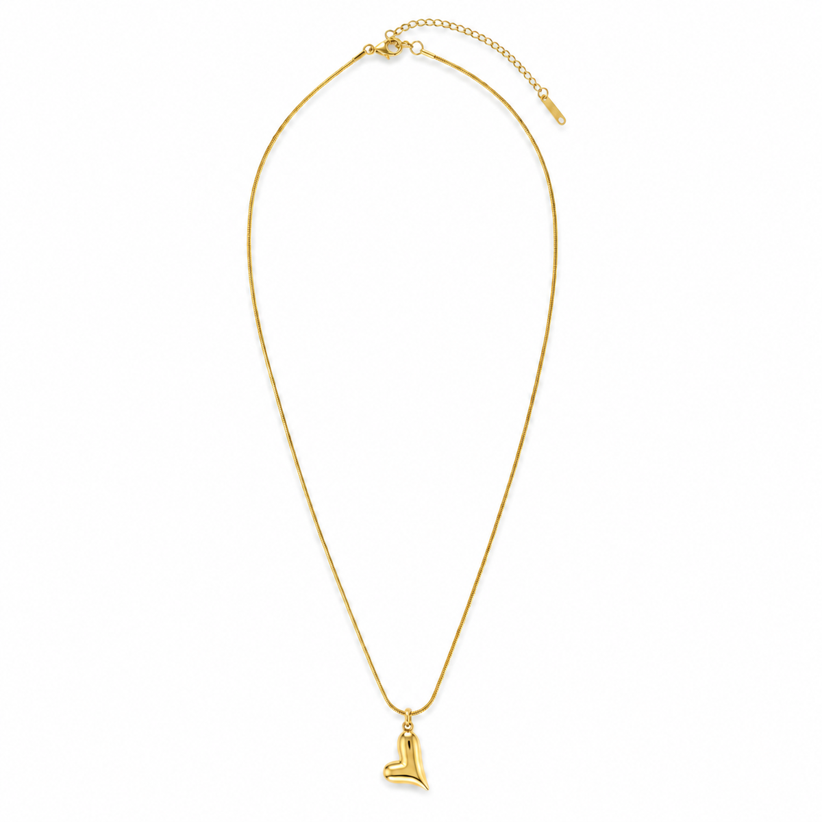 Chain 18K Gold-Plated Slim Chain with Abstract Curved Pendant