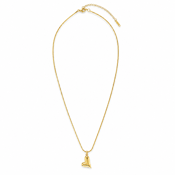 Chain 18K Gold-Plated Slim Chain with Abstract Curved Pendant - House of Viya