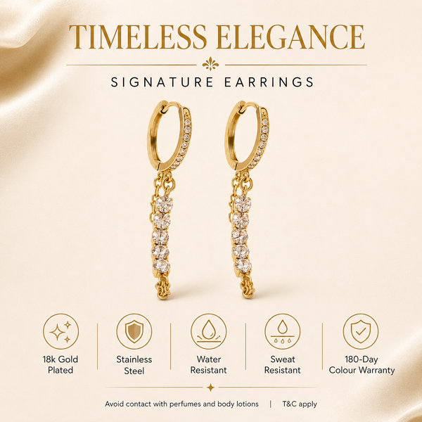 Earrings Gold-Tone Asymmetrical Geometric Crystal Earrings - House of Viya
