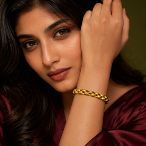Kadas Gold-Tone Multi-Row Crystal-Studded Broad Kada for Women