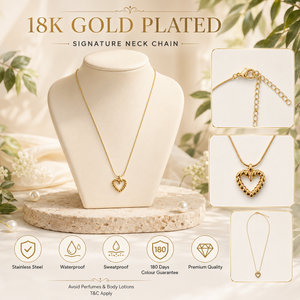 Chain 18K Gold-Plated Delicate Chain with Open Heart Pendant - House of Viya