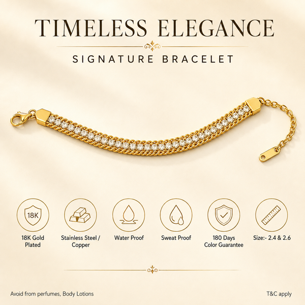 Bracelet Gold-Tone Textured Chain Link with Toggle Clasp - House of Viya
