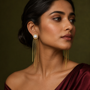 Earrings Gold-Tone Pentagon Shaped Crystal Earrings - House of Viya