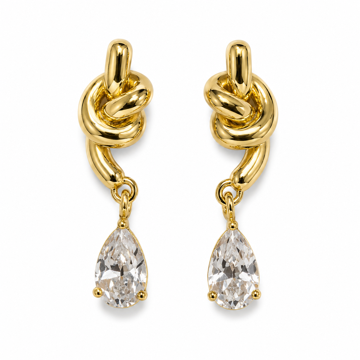 Earrings Gold-Tone Heart Frame Stone Dangle Earrings