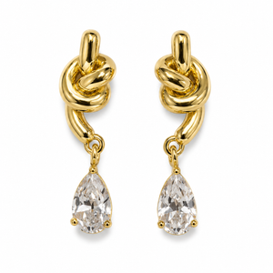 Earrings Gold-Tone Heart Frame Stone Dangle Earrings - House of Viya