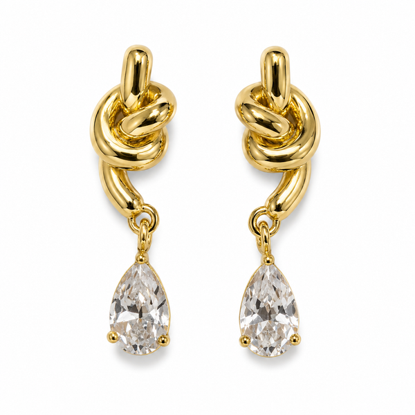 Earrings Gold-Tone Heart Frame Stone Dangle Earrings - House of Viya