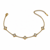 Gold Plated White Diamond Shaped Rhombus Stone Station Chain Bracelet with Lobster Clasp