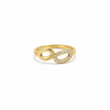 Anti tranish Gold plated Oval Orbit charm with CZ stone Rings for adults - 1PC