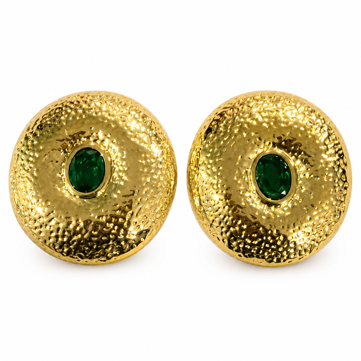 Earrings Gold-Tone Emerald Oval Hoop Earrings