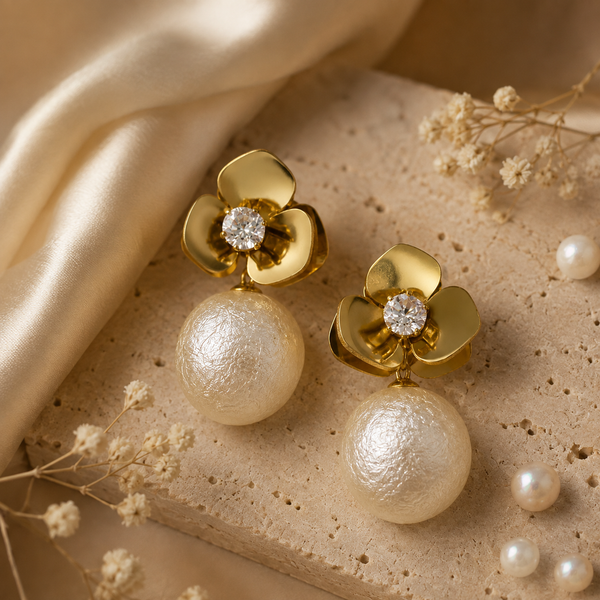Earrings Gold-Tone Bezel Set Stone Linear Earrings - House of Viya