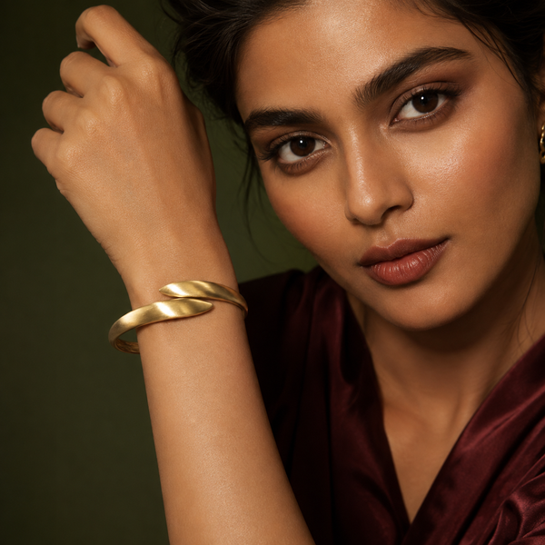 Kadas Gold-Tone Chiseled Broad Kada