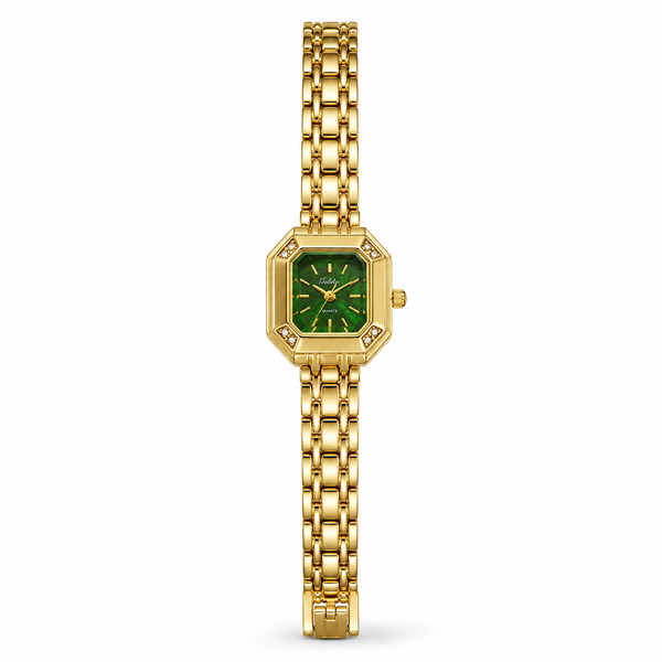 Watches Gold-Tone Square Green Dial Panther Bracelet Watch for Women - House of Viya
