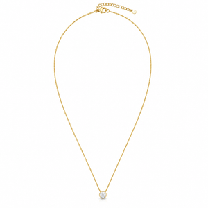 Chains Gold-Tone Chain with White Stone Pendant for Women