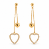 Earrings Gold-Tone Heart Motif Chain-Drop Earrings