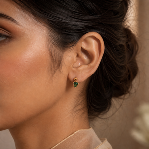 Earrings Gold Cluster Floral, Emerald Marquise & Twisted Knot Stud Earrings Set of 3 Pairs