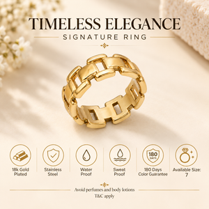 Anti tranish Gold plated Brick link Ring for adults - 1PC