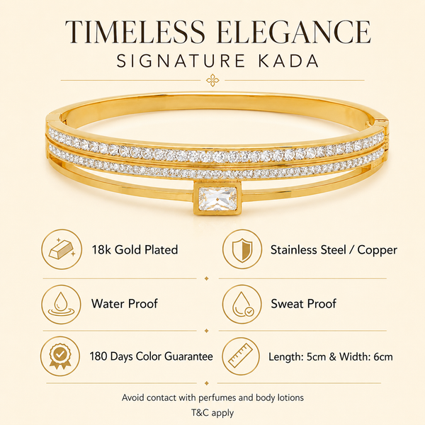 Kadas Gold-Tone Stone-Studded Kada with Green Stone Accent for Women - House of Viya