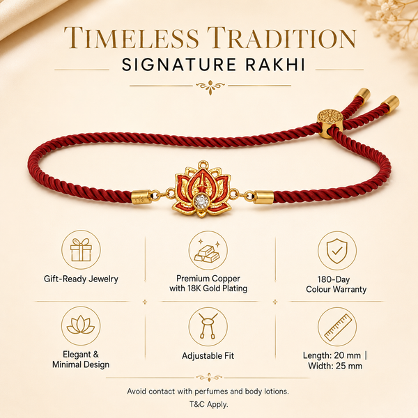 Rakhi Stone-Studded Lotus Floral Motif Design Rakhi