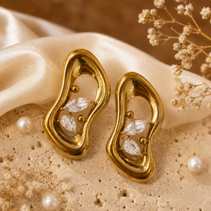 Earrings Gold-Tone Ruby Heart Stud Earrings - House of Viya