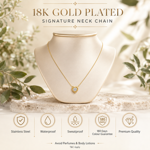 Chain 18K Gold-Plated Minimal Chain with White Heart Crystal Pendant - House of Viya