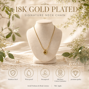 Chain 18K Gold-Plated Slim Chain with Polished Puffy Heart Pendant - House of Viya
