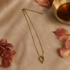 Chain 18K Gold-Plated Fine Chain with Open Outline Heart Pendant - House of Viya