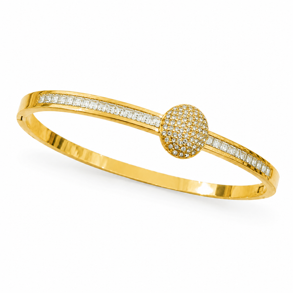 Kadas Gold-Tone Crystal-Studded Heart Motif Bangle-Style Kada for Women - House of Viya